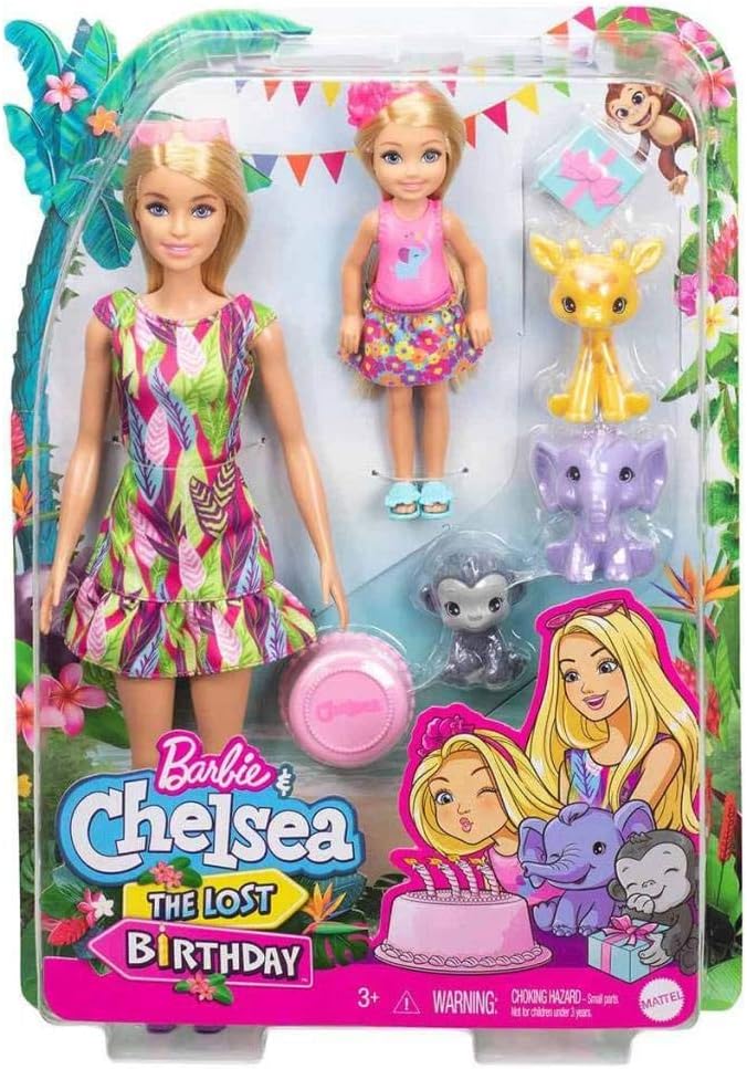 Barbie y Chelsea The Lost Birthday Playset Chelsea Dolls, 3 mascota...