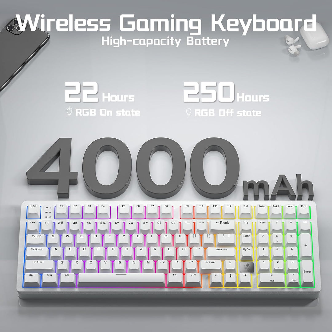 LEOBOG HI98C Pro Teclado mecánico inalámbrico para juegos, triple m...