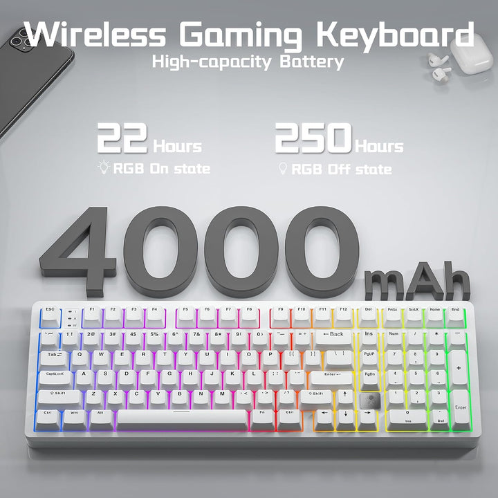 LEOBOG HI98C Pro Teclado mecánico inalámbrico para juegos, triple m...