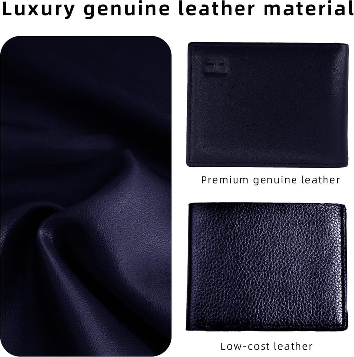TOPFORGES Cartera de piel auténtica RFID para hombre, delgada, pleg...