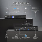 TESmart USB 3.0 HDMI+DP+USB C Interruptor KVM 3 Monitores 4 Computadoras 4K@60Hz, Interruptor KVM de Triple Monitor de 4 Puertos MST, PD de 60W para Laptop, Ethernet de 1G, Emuladores EDID