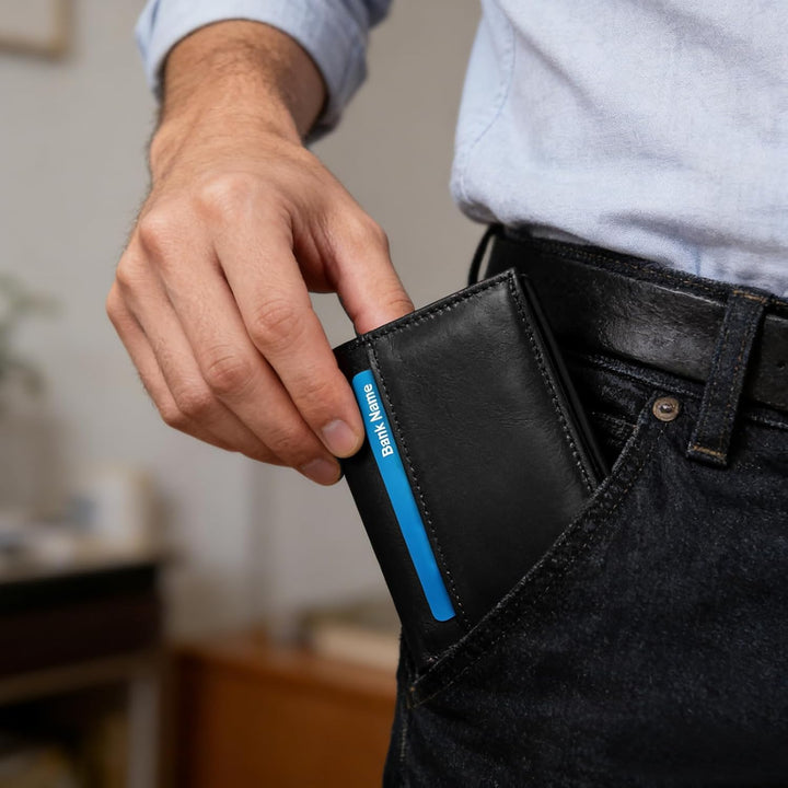 WULOUJIE Billetera de cuero triple para hombre, de piel auténtica,...
