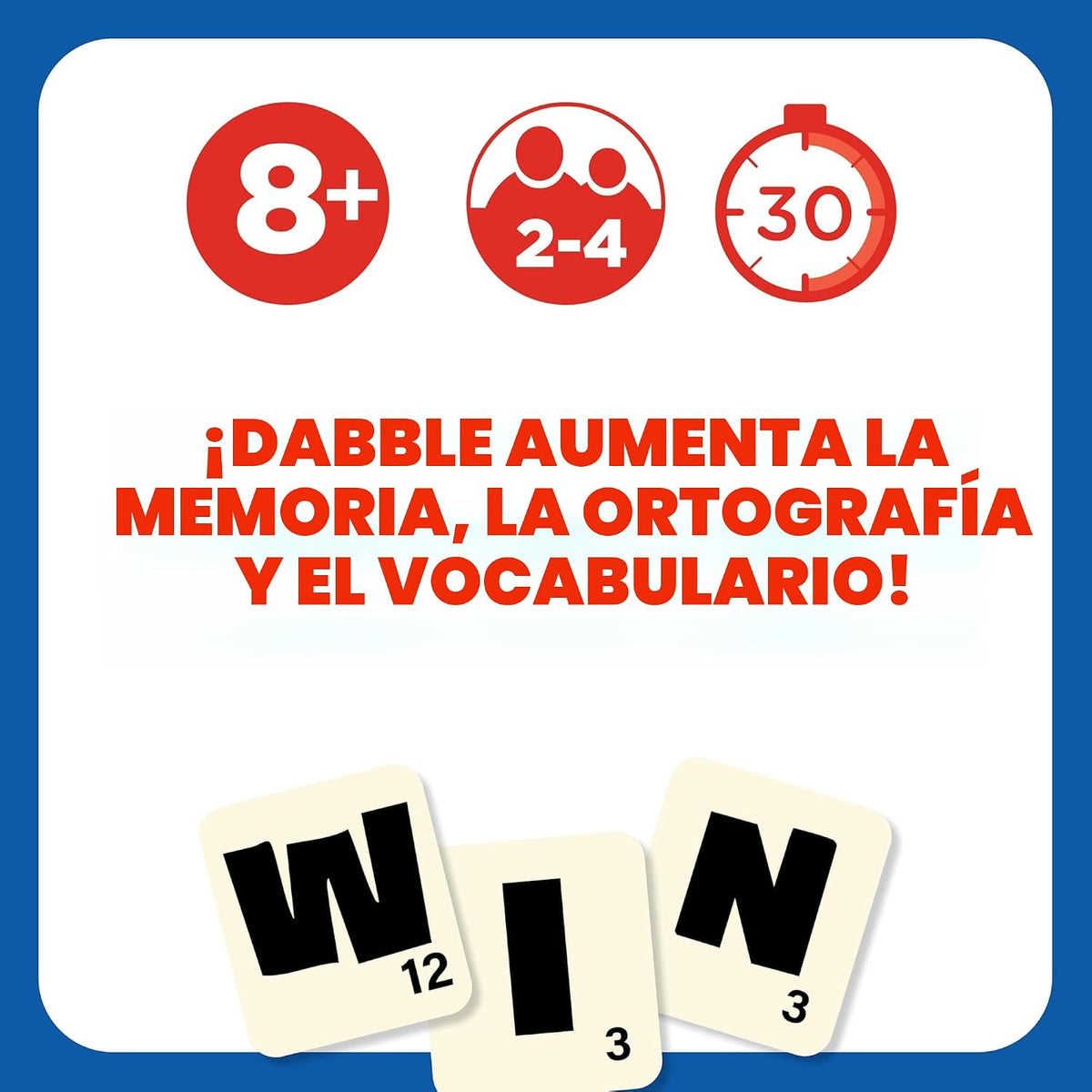 Dabble® Juego de palabras | Juego de mesa familiar de ritmo rápido | Mejora la ortografía y el vocabulario para todas las edades | Deletrea las primeras cinco palabras | Juego de aprendizaje educativo y galardonado | Gran juego para todas las edades