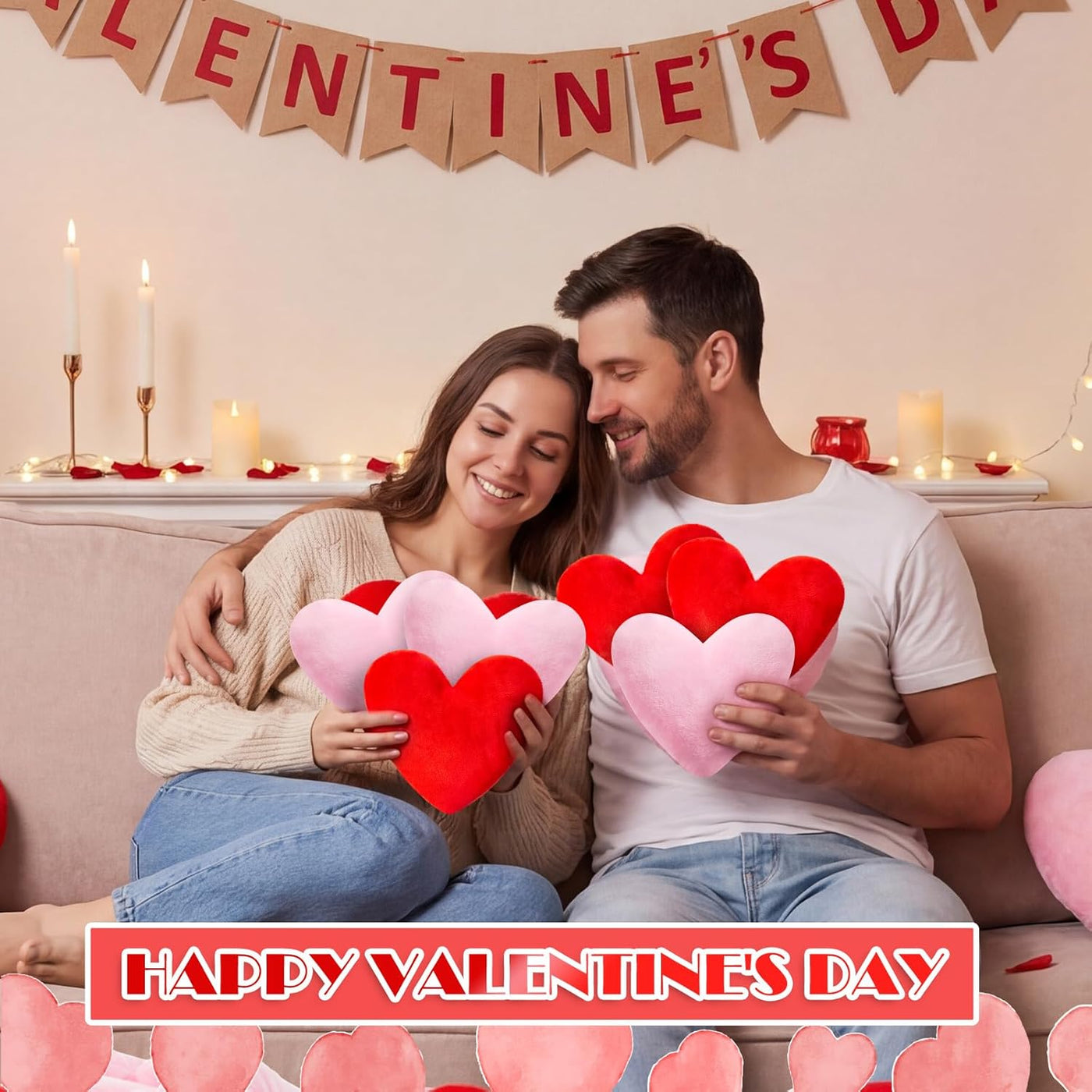 PullCrease 48 almohadas de felpa en forma de corazón para
