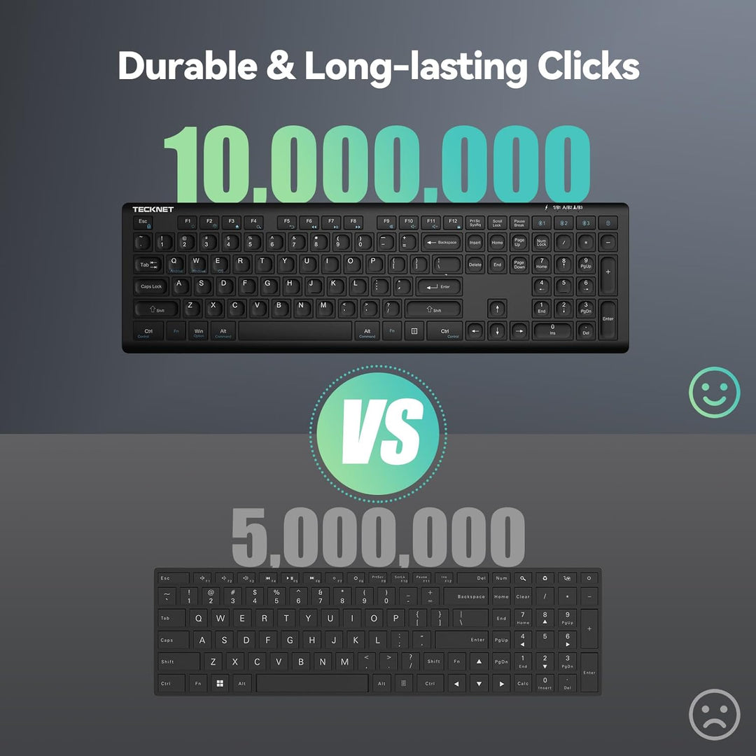 TECKNET Teclado Bluetooth recargable, conmutación libre de 4 dispos...