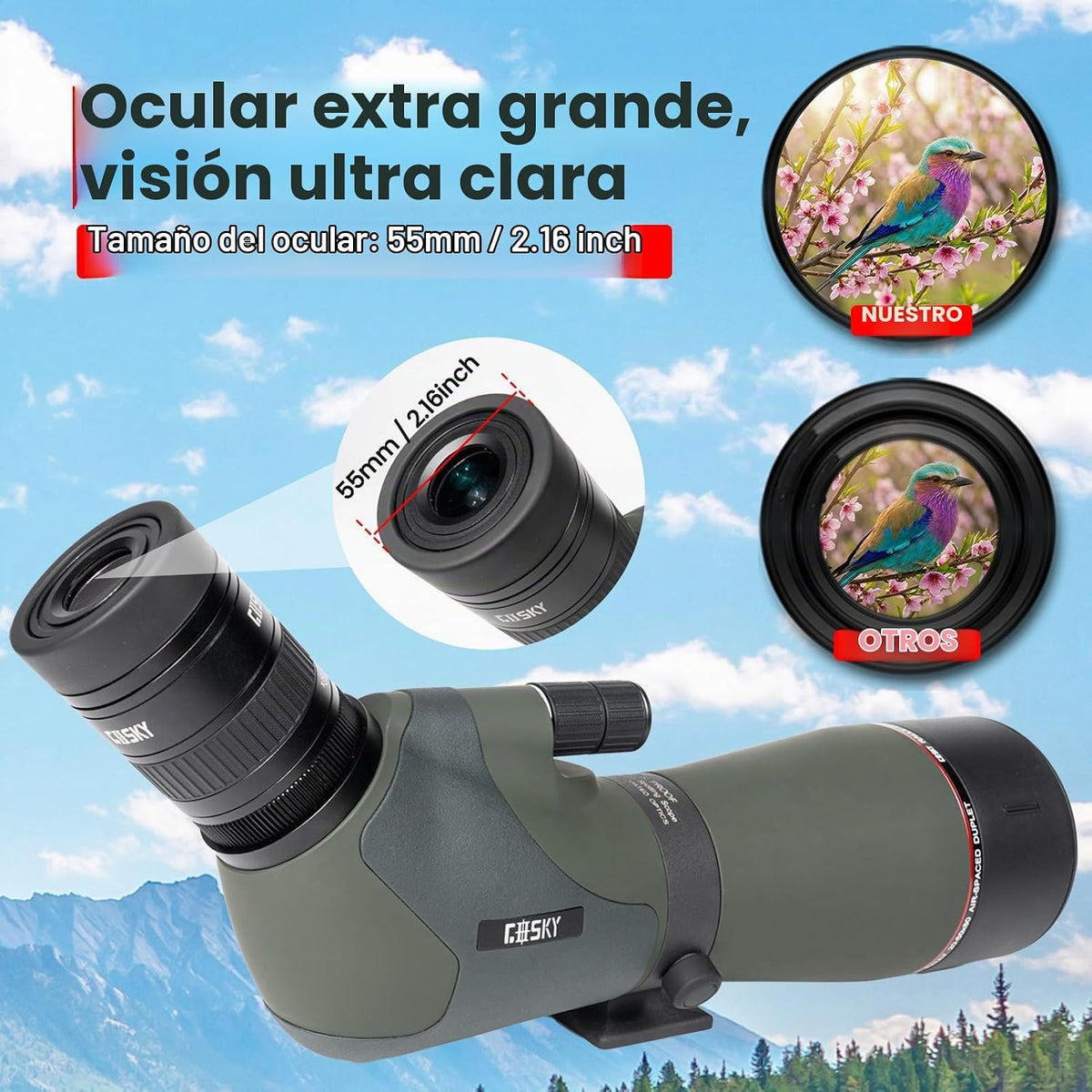 Gosky Elite HD Spotting Scope 20-60x80 con liberación sin contacto con