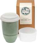 NOVA CERAMICS Taza de viaje – Vaso de café de viaje – Taza de café On the Go – Vaso de café verde apto para microondas y lavavajillas – Regalos para mujeres, hombres, él y ella – 12 oz – Esmeralda