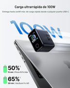 Baseus PicoGo Pro AH22 Cargador USB C de 100 W de carga rápida con pantalla