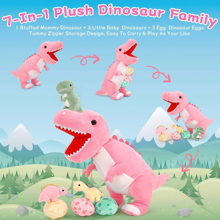 MorisMos - Animal de peluche de dinosaurio con bebés, mamá dino T-r...
