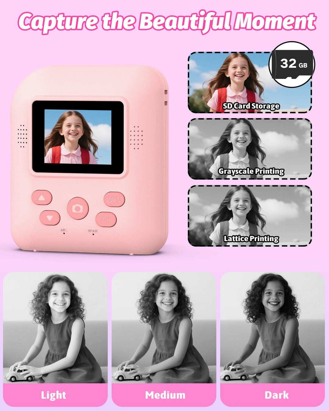 Teslahero Cámara para Niños con Impresión Instantánea de Fotos, Cám...