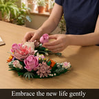 Juego de construcción de flores de luna rosa, ramo de rosas de dalia colección botánica, bloque de construcción, compatible con flores de Lego para decoración de pared del hogar, regalos para más de