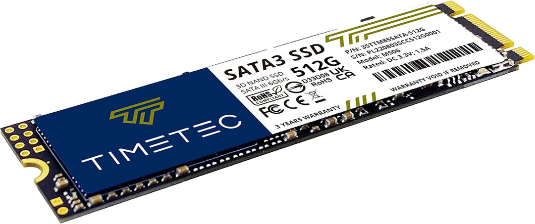 Timetec 512GB SSD 3D NAND SATA III 6Gb\/s M.2 2280 NGFF 256TBW Velo...