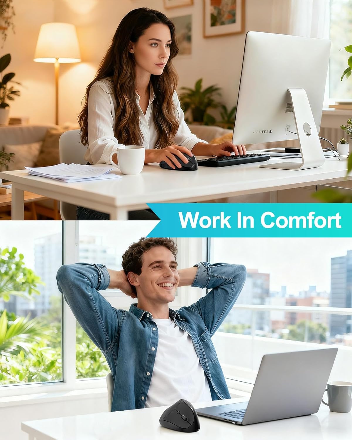 Lekvey Ratón ergonómico, mouse inalámbrico vertical para manos pequ...