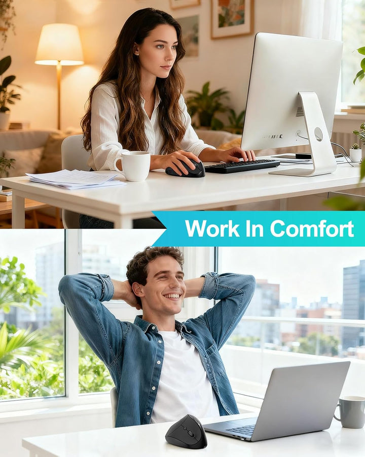 Lekvey Ratón ergonómico, mouse inalámbrico vertical para manos pequ...