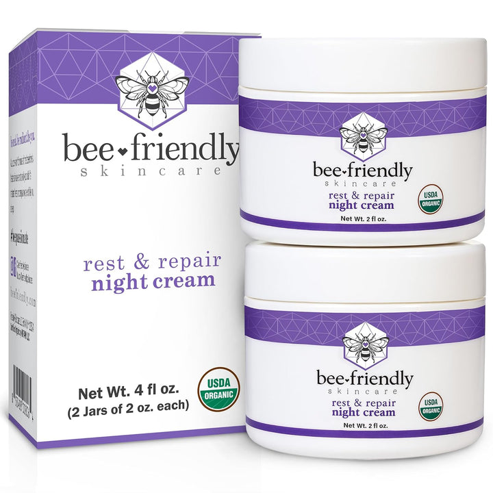 BeeFriendly Crema de noche orgánica, certificada por USDA, hidratan...