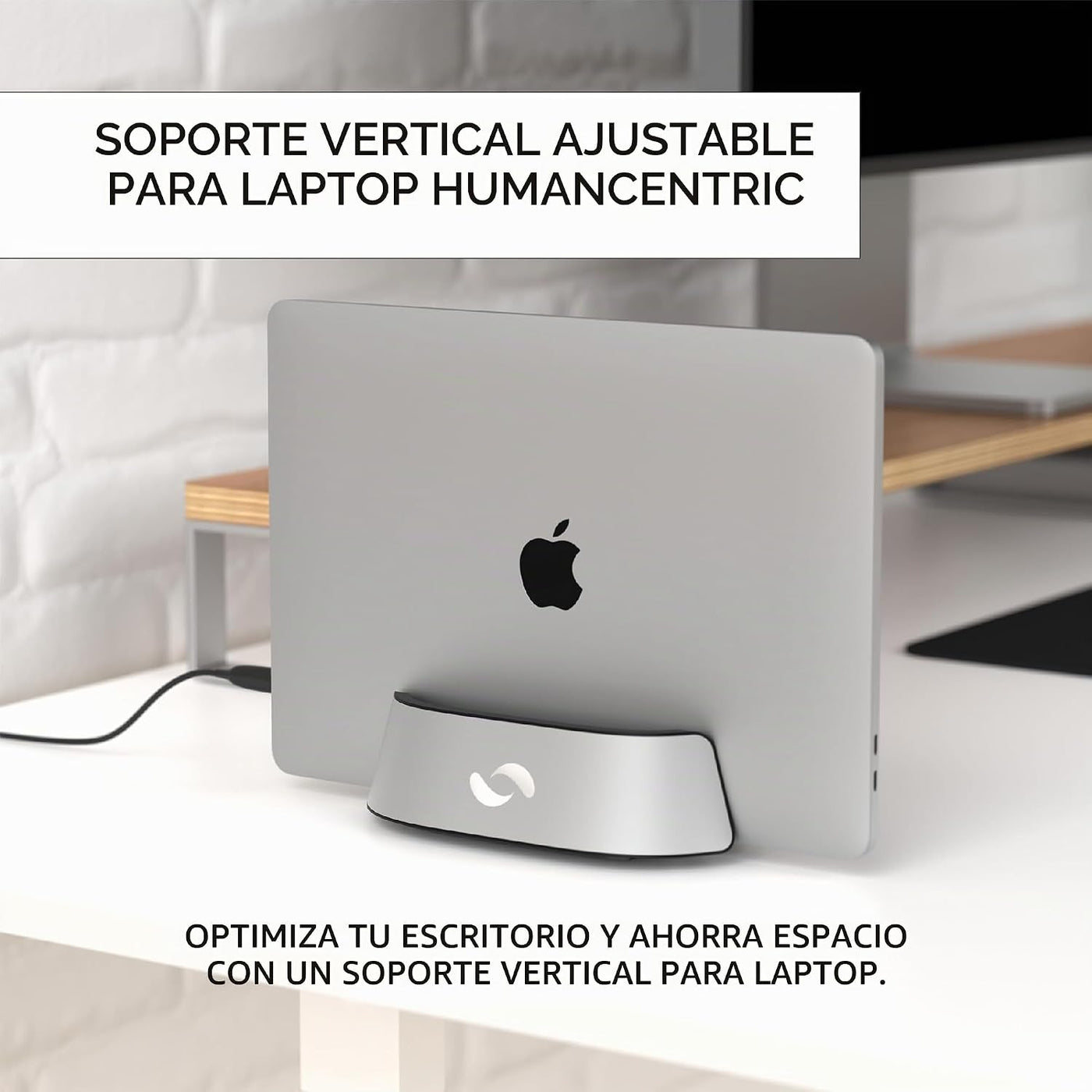 HumanCentric Soporte vertical para laptop en aluminio plateado, sop...