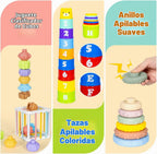 6 en 1 Juego Montessori para Bebés, Set Sensorial para Recién Nacidos, Regalo de Aprendizaje Temprano