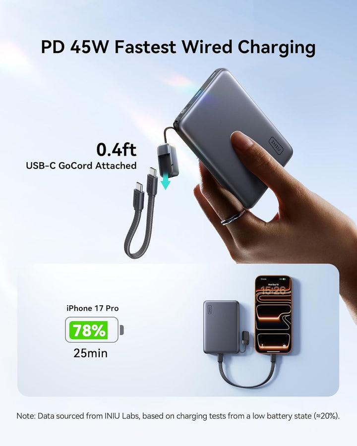 INIU para Magsafe Power Bank, Slimmest Qi2.2 certificado, cargador...