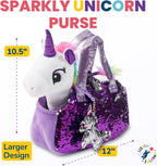 Little Jupiter Juego de mascotas de felpa con bolso, animales de peluche para niñas, peluches de unicornio, regalo para edades de 4 a 5 años, 6 a 7 años (unicornio blanco)