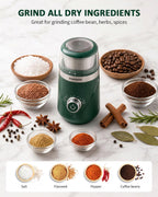 SHARDOR Molinillo de café eléctrico de hoja súper silenciosa, perilla giratoria de control de molienda temporizada, ajustable grueso a fino para granos de café, especias y hierbas, con 2 cuencos de