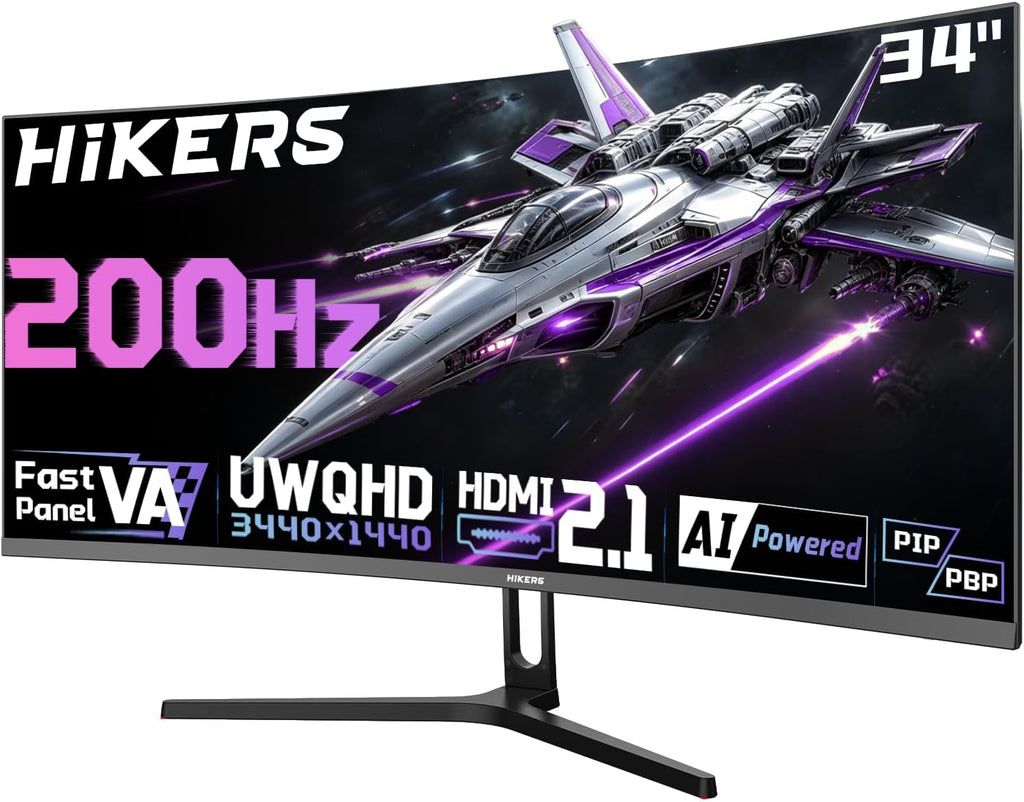 Hikers Monitor curvo para juegos de 34 pulgadas UWQHD 200Hz HDMI 2....