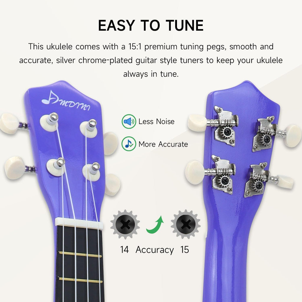 Kit de Ukelele Soprano de 21 Pulgadas para Principiantes de Madera de Tilo para Niños, Adultos y Estudiantes - Mini Guitarra Ukalelee, Paquete con Libro, Bolsa de Concierto, Sintonizador