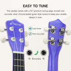 Kit de Ukelele Soprano de 21 Pulgadas para Principiantes de Madera de Tilo para Niños, Adultos y Estudiantes - Mini Guitarra Ukalelee, Paquete con Libro, Bolsa de Concierto, Sintonizador