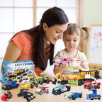 Paquete de 16 bloques de construcción para niños, compatibles con Lego 2 en 1, 710 piezas de kits de construcción de mini ciudad, incluye coche de policía y tren, regalos de juguete de Navidad