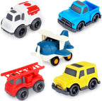 Paquete de 5 juguetes para niños pequeños, autos de juguete, incluyendo avión, camión de bomberos, ambulancia, camión de recogida y Jeep, regalo ideal para edades de 3 a 5 años (los colores pueden variar)