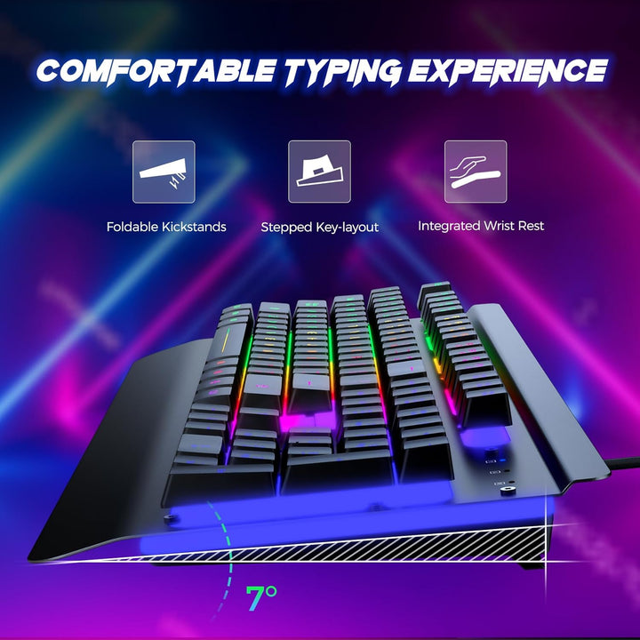 RisoPhy Teclado para juegos, panel de metal de 104 teclas, teclado...