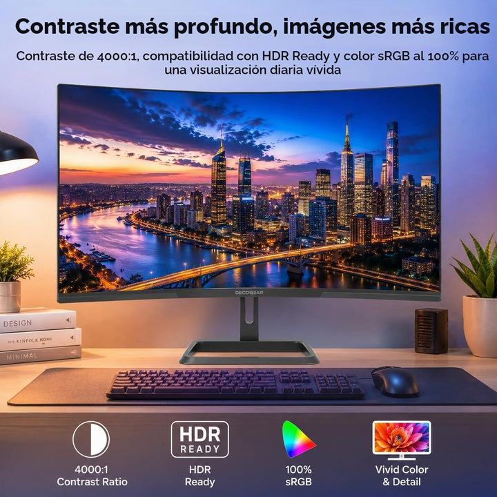 Deco Gear Monitor curvo para juegos de 34 pulgadas, 180Hz UWQHD 344...