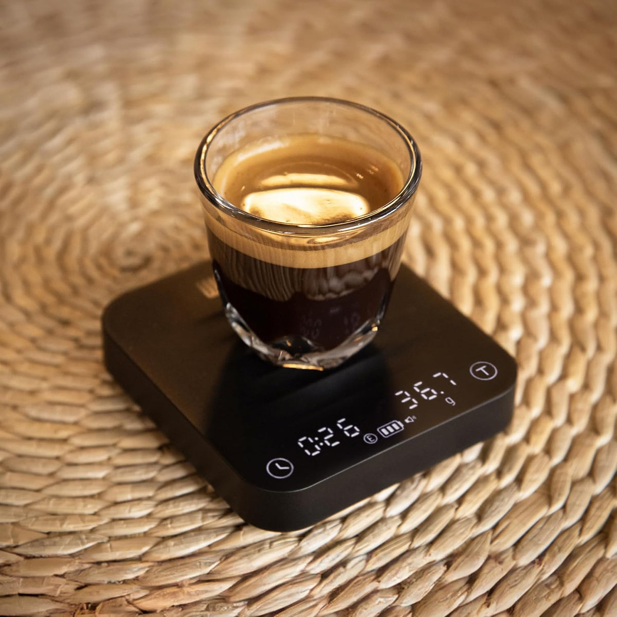 WACACO Exagram Pro Báscula de Café con Temporizador, Báscula Inteligente de Espresso con Caja de Transporte, Báscula Digital Mini Recargable de Peso de Café con Cronometraje Automático Gramos y Onzas