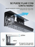 Bandeja de gestión de cables para debajo del escritorio sin perforación, gestión de cables de 14'', abrazadera sin perforaciones, bandeja de cables de metal, organizador de cables debajo del