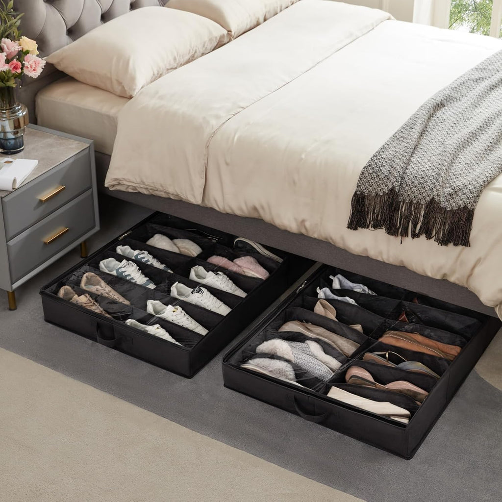 Lifewit Organizador de Almacenamiento para Zapatos Bajo la Cama, Pack de 4 (16 Celdas para Zapatos)