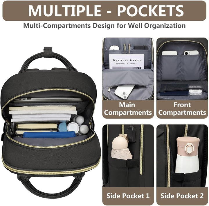 bagswan Mochila para Laptop para Mujeres Bolsa, 21-negro, 15,6 pulg.