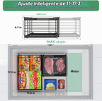 ADRIMER Contenedores organizadores para congelador, 4 paquetes plegables y apilables con longitud ajustable de 11 a 17.3 pulgadas, cestas de almacenamiento de alambre de metal para congelador vertical