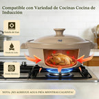 Magnifique - Olla de franela de 5 cuartos de galón con tapa, olla de arcilla natural para cocinar, cacerola no tóxica sin PFAS para horno y estufa, horno holandés para cocción lenta, hornear y servir