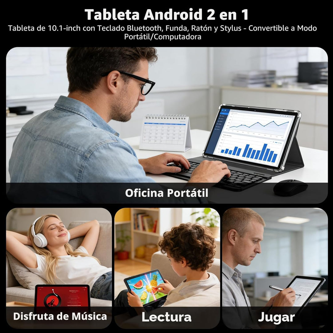 Tableta Android, tableta Android 16 de 10 pulgadas 2026 con teclado...