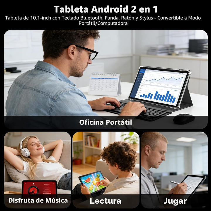 Tableta Android, tableta Android 16 de 10 pulgadas 2026 con teclado...