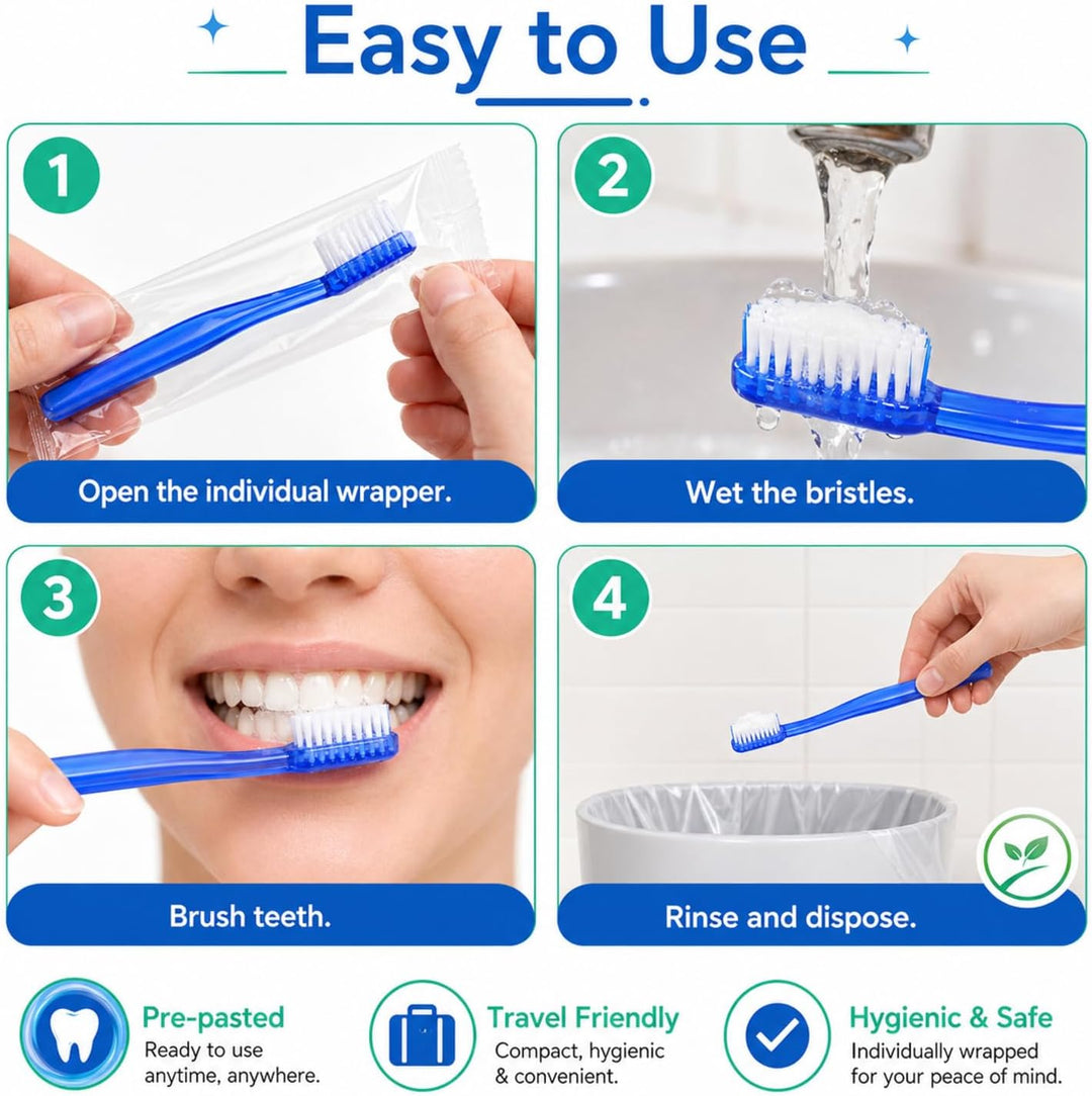 Ziliny 100 unidades de cepillos de dientes desechables con pasta, e...