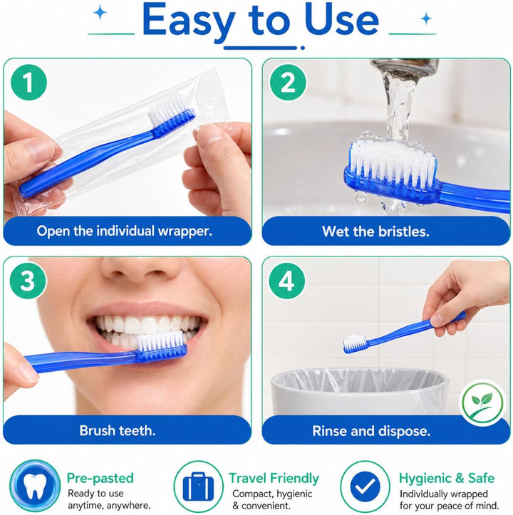 Ziliny 100 unidades de cepillos de dientes desechables con pasta, e...