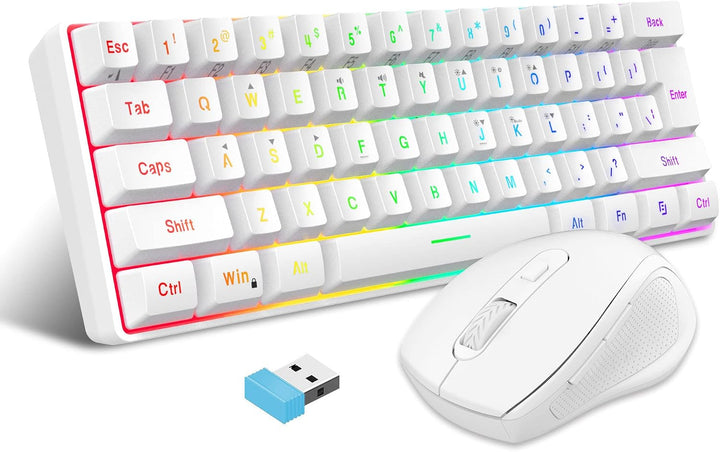Snpurdiri Combo de teclado y ratón inalámbricos para juegos 2.4G, i...