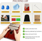 Kalimba Piano de Pulgar, YUNDIE Portátil de 17 Teclas Mbira Piano de Dedo con Martillo de Afinación e Instrucciones de Estudio, Instrumento Musical Regalo para Adultos Principiantes Profesionales