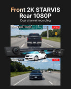 FineVu GX9000 2K QHD Dash Cam Delantera y Trasera, Tarjeta de 64GB gratis