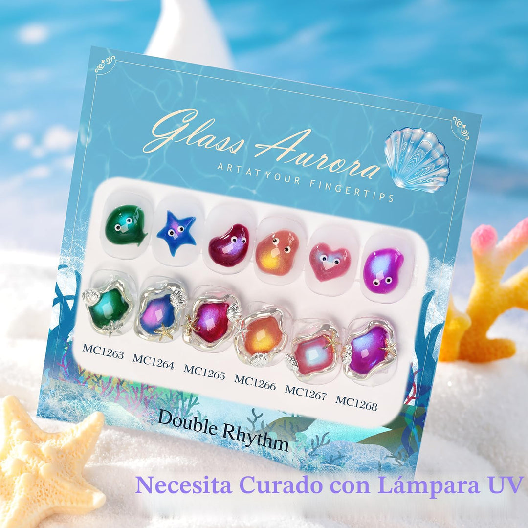 Double Rhythm Juego de esmalte de uñas de gel ojo de gato de 6 mism...