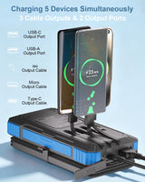 Luvknit Banco de energía solar de 20000 mAh con 4 cables integrados...