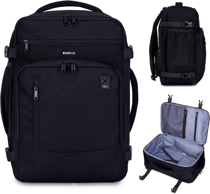 ECOHUB Mochila de Viaje Mochila de Equipaje de Mano, Negro-3, Mochi...