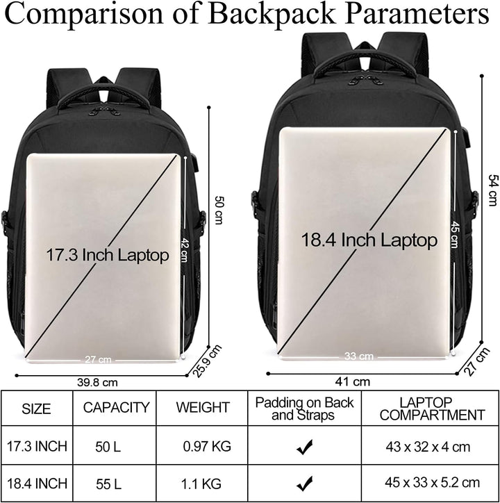 LIWAG Mochila para portátil, negra, capacidad de 55L, compatible co...