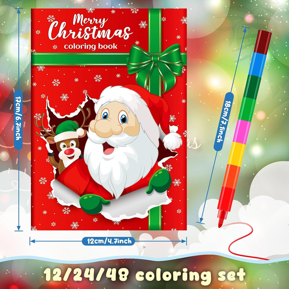 BenLouis 24 mini libros de Navidad para colorear con 24 crayones para niños a granel
