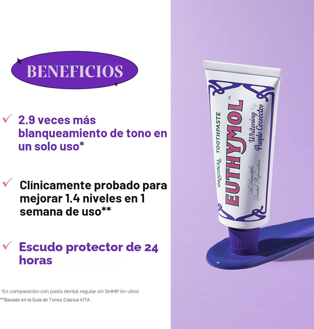 Euthymol Pasta de dientes blanqueadora púrpura (3.7 onzas líquidas)...